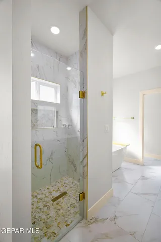 a bathroom with a shower