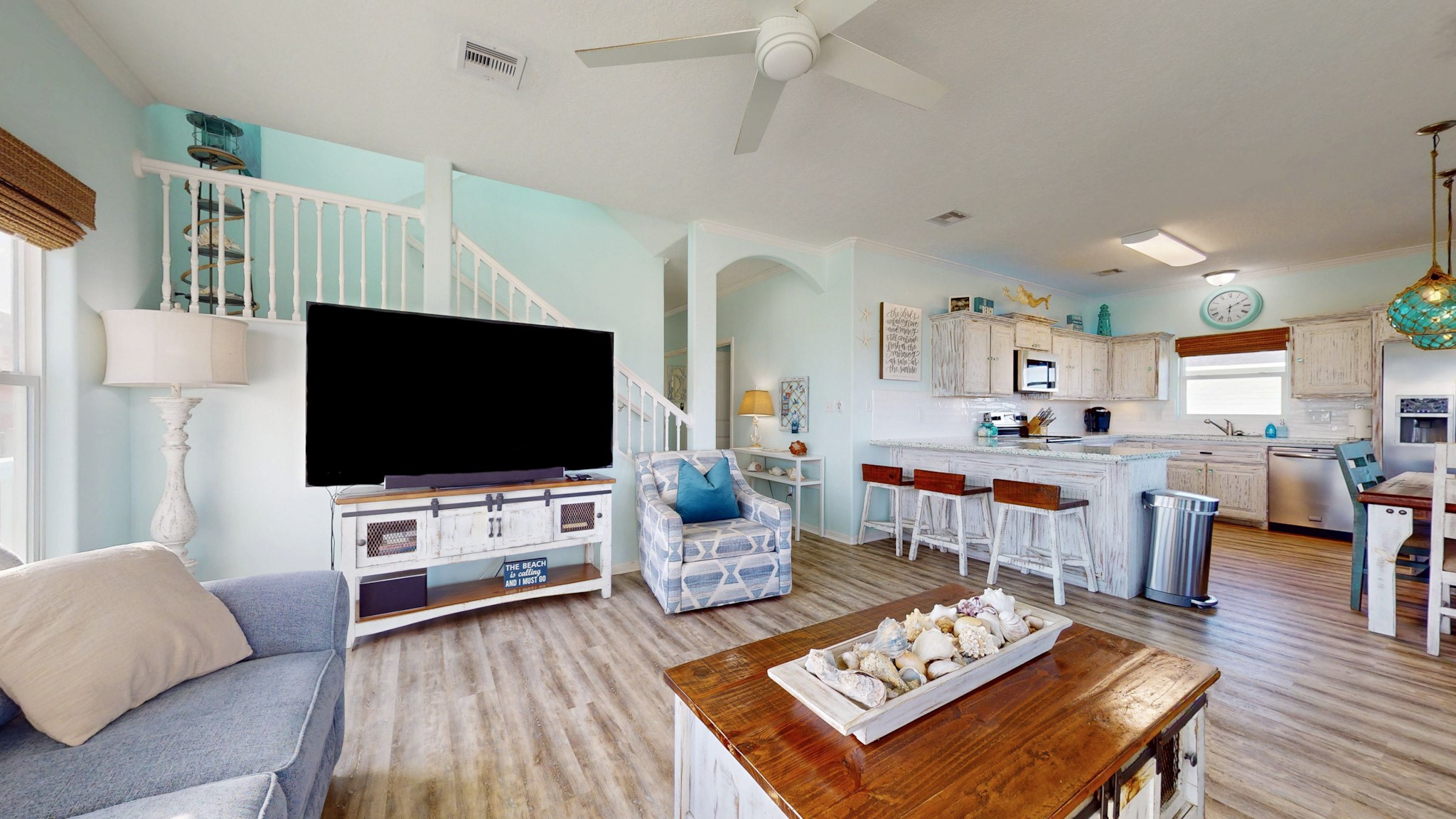 1822 Redfish Lane Crystal Beach, TX 77650 - Photo 7 of 28 a living room with furniture and a flat screen tv