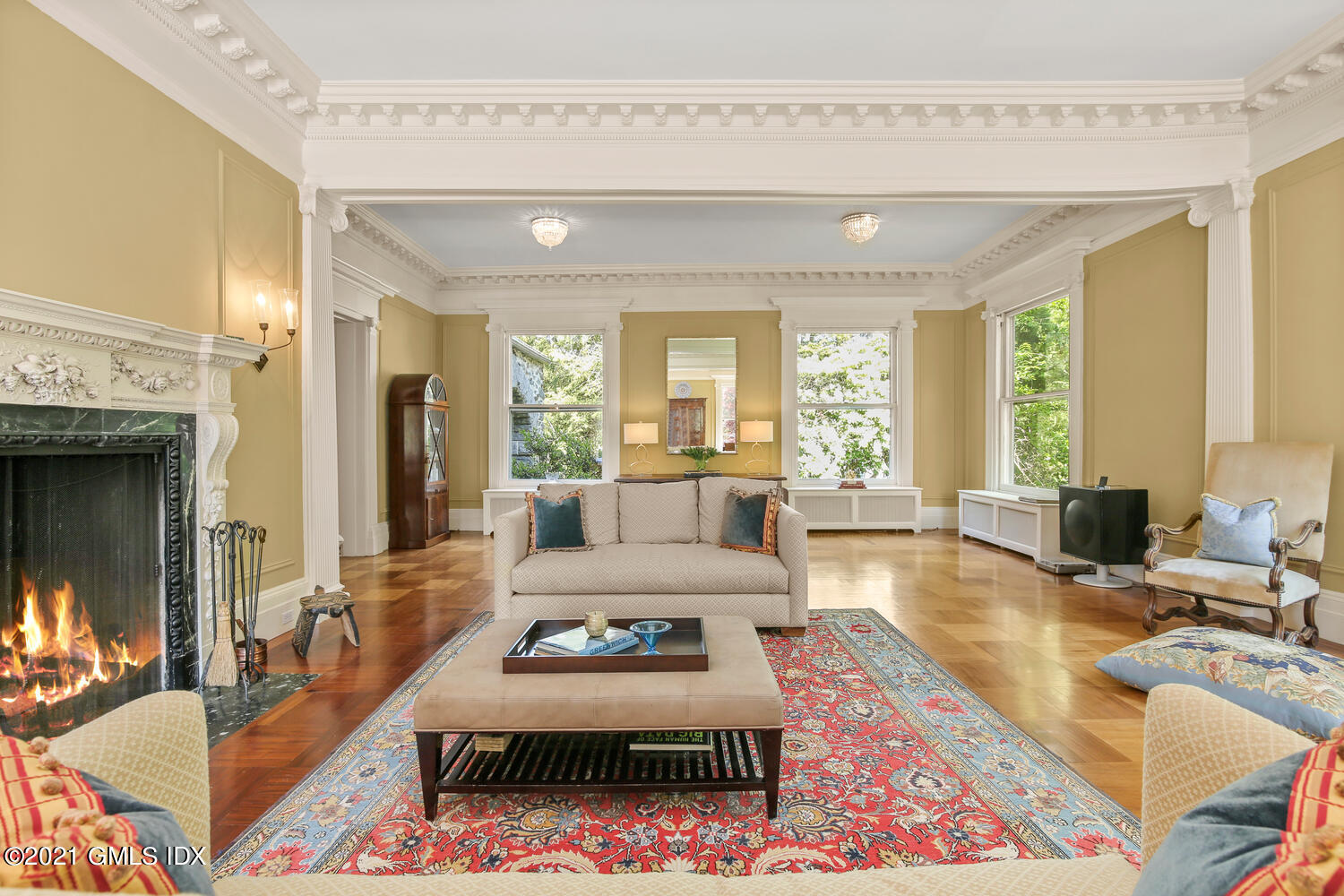1 North Street Greenwich, CT 06830 - Photo 6 of 36 a living room with furniture hard wood floor and a fireplace