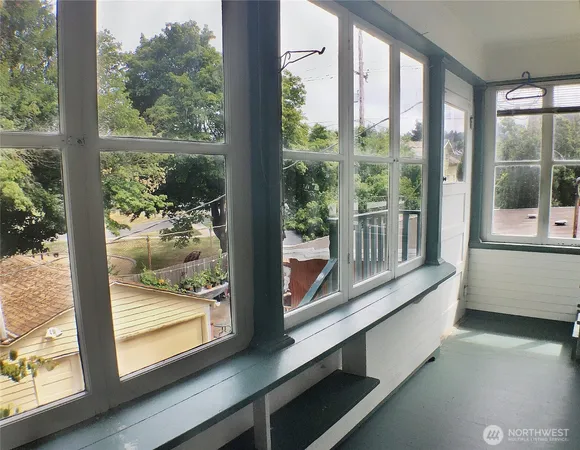 a view of a large window with an outdoor view