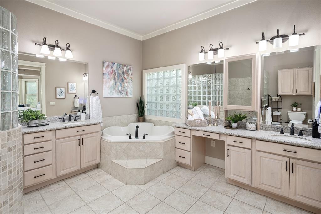 1814 Stacy Road Fairview, TX 75069 - Photo 15 of 33 Double vanities with lots of storage; deep jetted tub; sitting area; walk-in shower