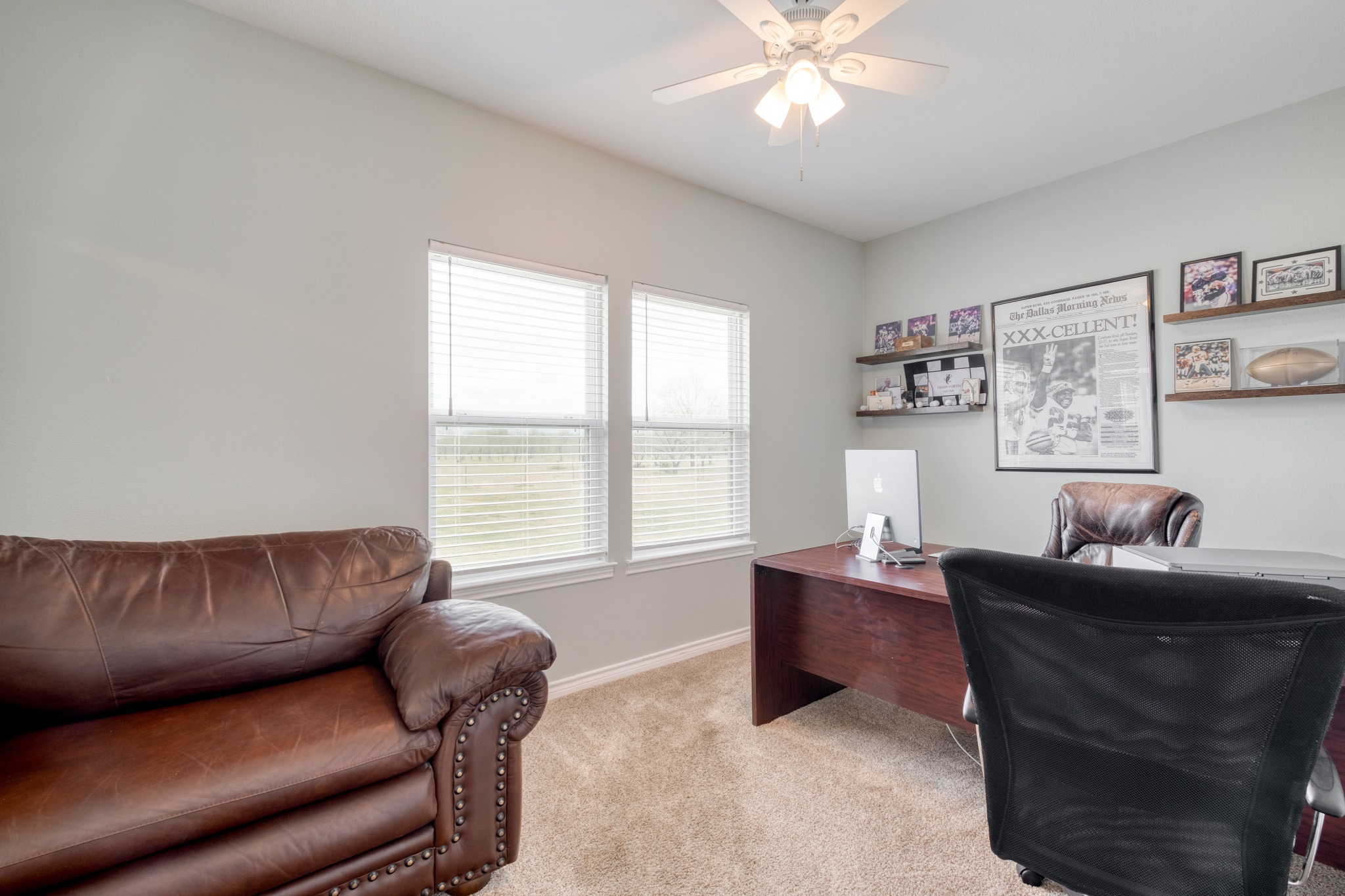 2950 County Road 484 Elgin, TX 78621 - Photo 18 of 25 Office area featuring light colored carpet and a ceiling fan
