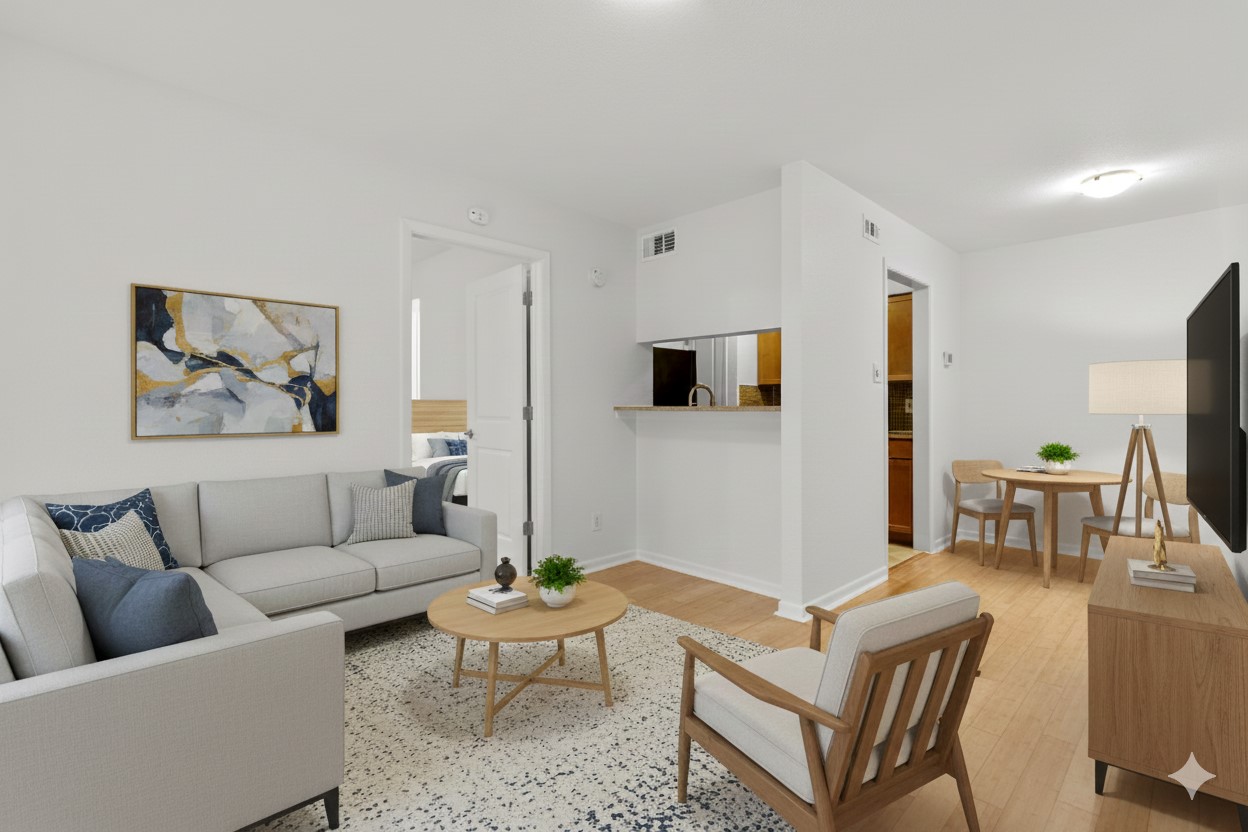 a living room with furniture and a flat screen tv