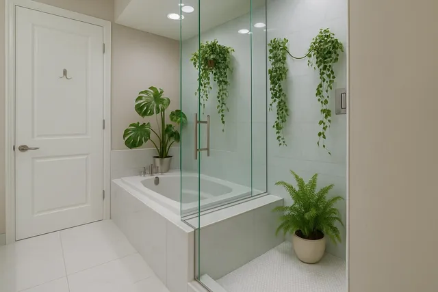 a bath tub sitting in a bathroom next to a tub