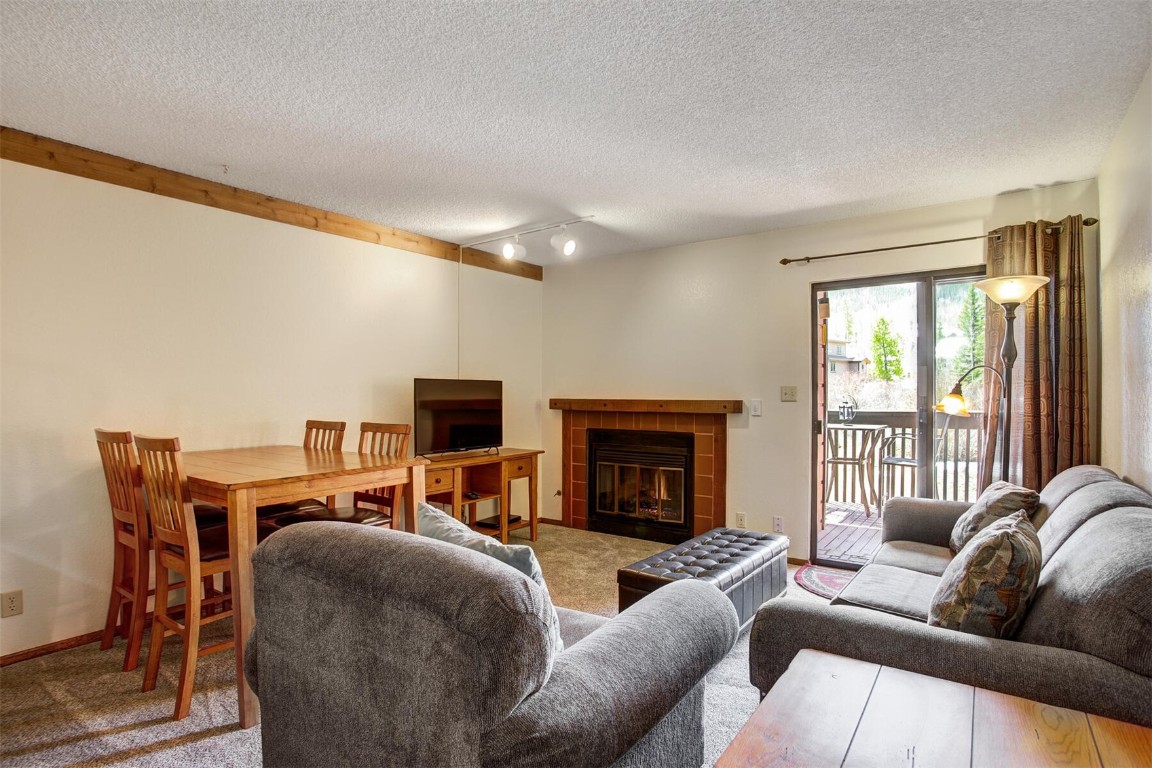 570 Bills Ranch Road, Unit 115 Frisco, CO 80443 - Photo 1 of 31 a living room with furniture a fireplace and a flat screen tv