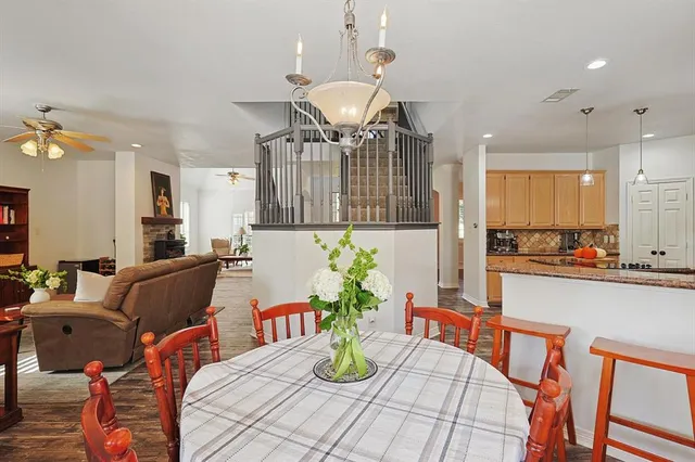 a view of kitchen and dining room