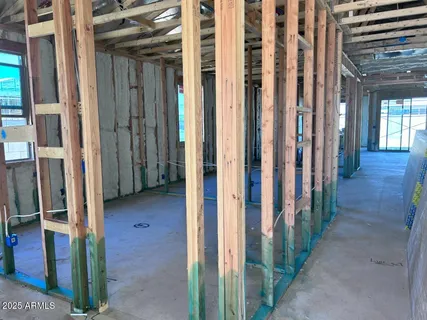 a view of a porch of a house