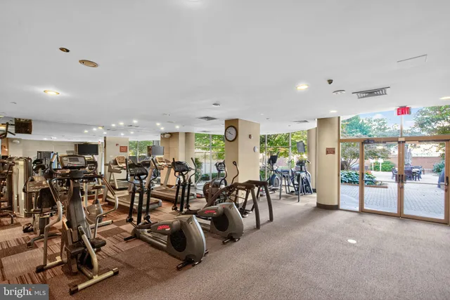 a view of a room with gym equipment