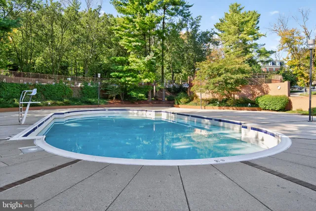 a view of a swimming pool with a yard