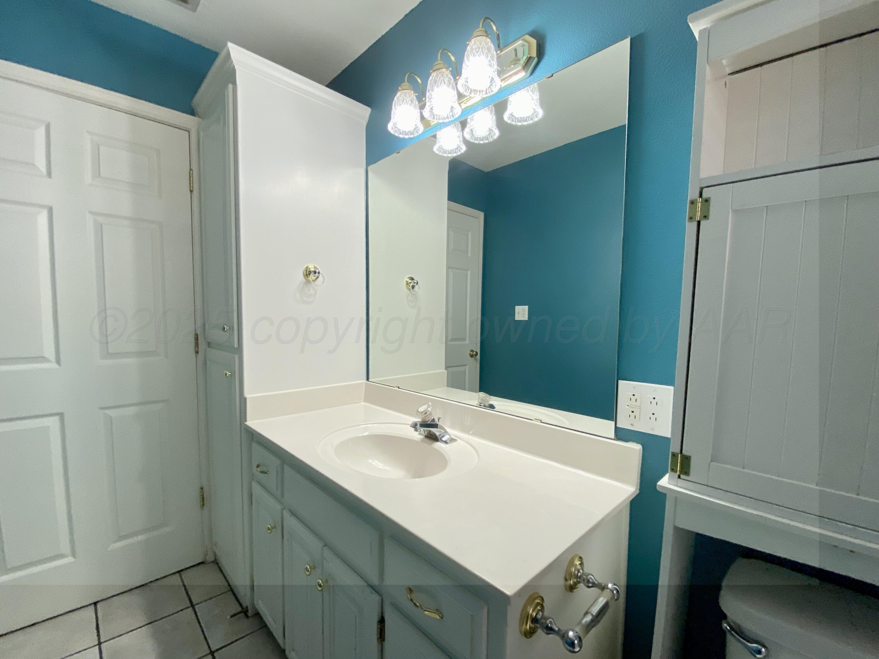 7903 Goal Place Amarillo, TX 79119 - Photo 13 of 14 a bathroom with a sink a light fixture and a mirror