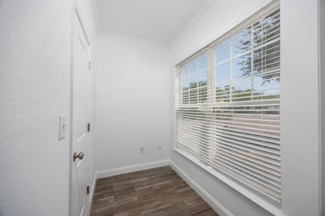 a view of a bathroom with a window