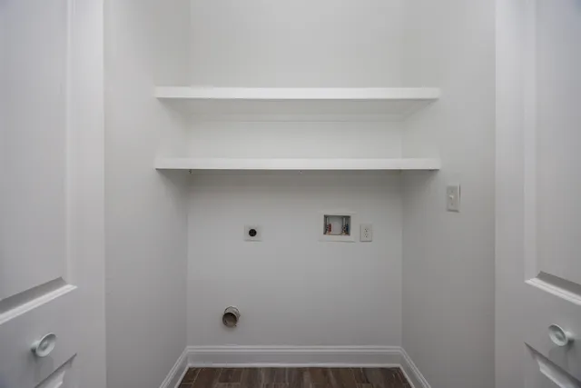 a view of small space with racks on the wall