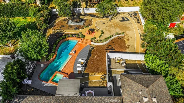 an aerial view of a house