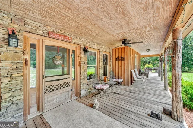 a building outdoor space with seating space