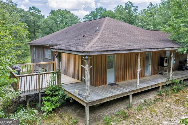 a view of swimming pool from a balcony