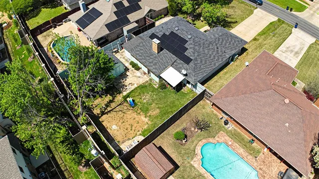 an aerial view of a house