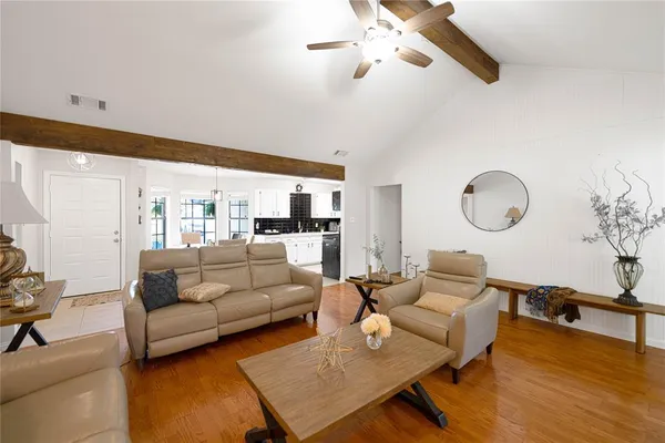 a living room with furniture