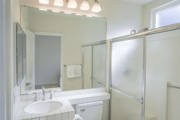 a workspace with a bookshelf