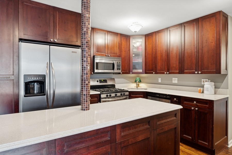 40 East Cedar Street, Unit 4D Chicago, IL 60611 - Photo 9 of 18 a kitchen with a refrigerator sink and cabinets