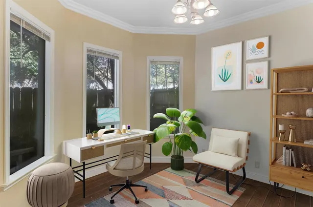 a view of a room with racks on the wall