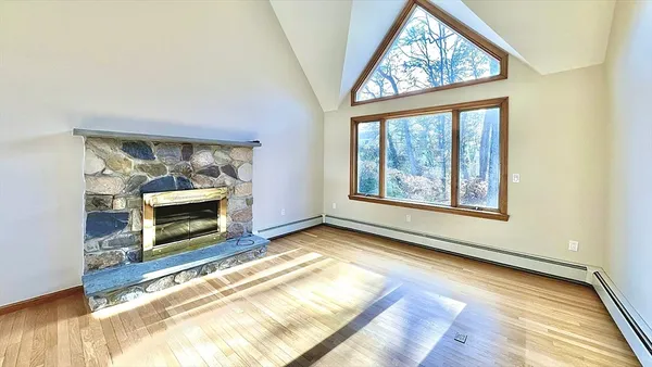a view of a fireplace in a room