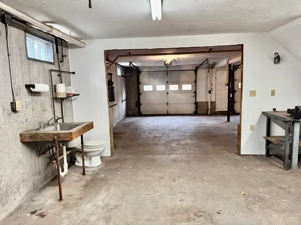 a view of a hallway with a tv