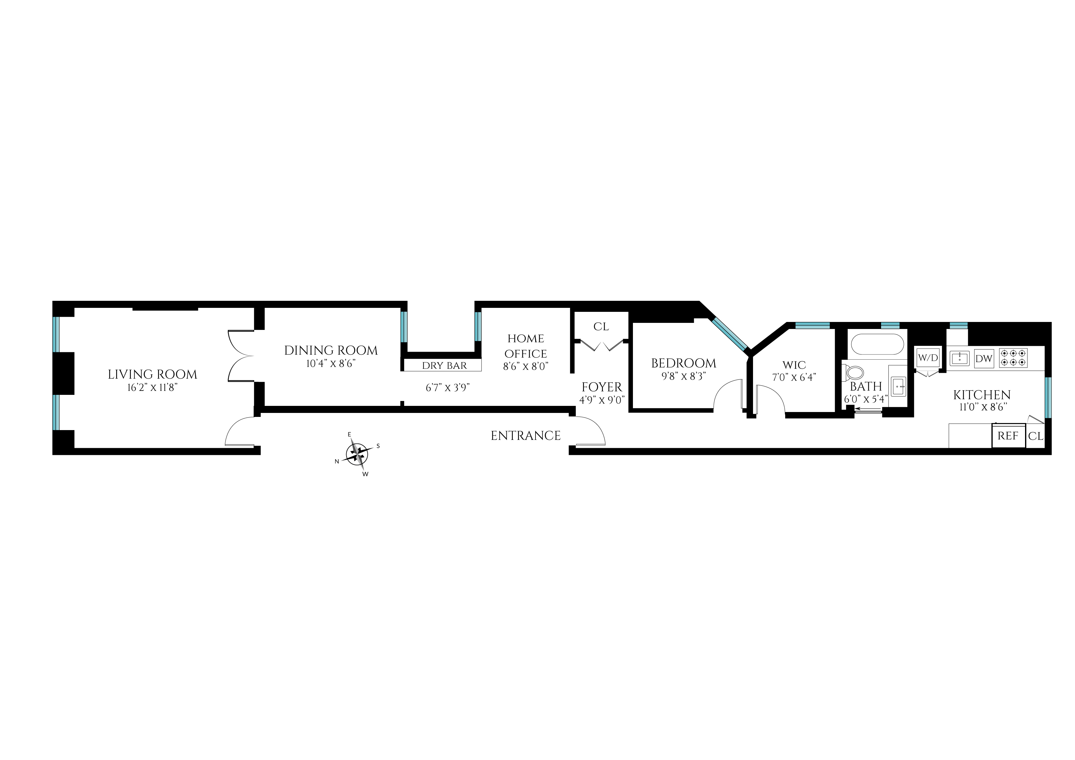350 West 48th Street, Unit 4E Manhattan, NY 10036 - Photo 12 of 12 a picture of a floor plan