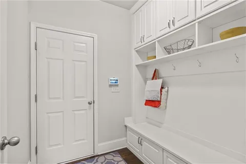 a view of a wooden roof deck