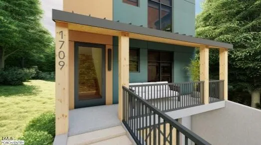 front view of a house with a porch