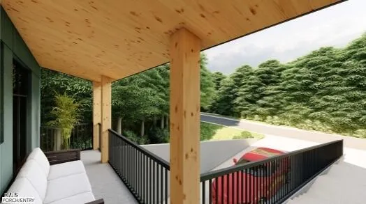 a balcony with view of outdoor space