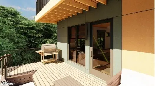 a view of a balcony with chairs