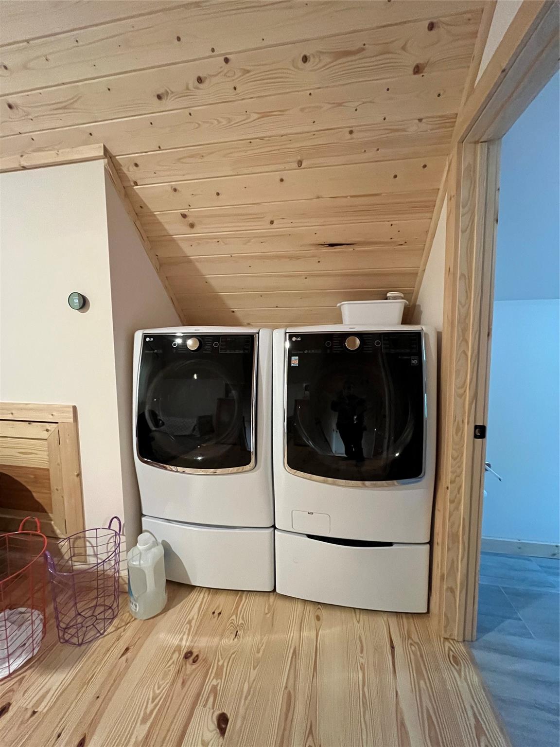 1252 Cardinal Road Brevard, NC 28712 - Photo 13 of 31 a utility room with wooden floor washer and dryer