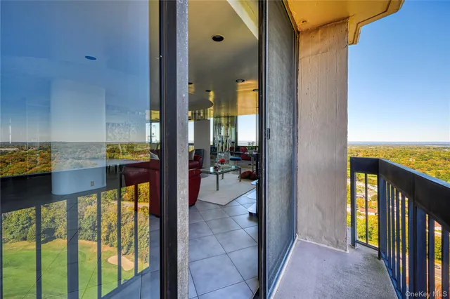 a view of city and green space