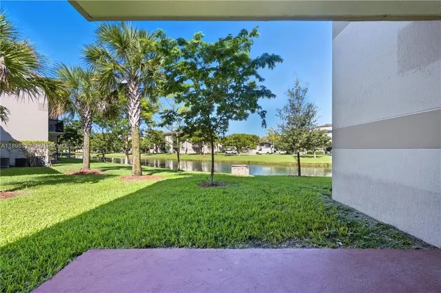 a view of a yard with palm tree