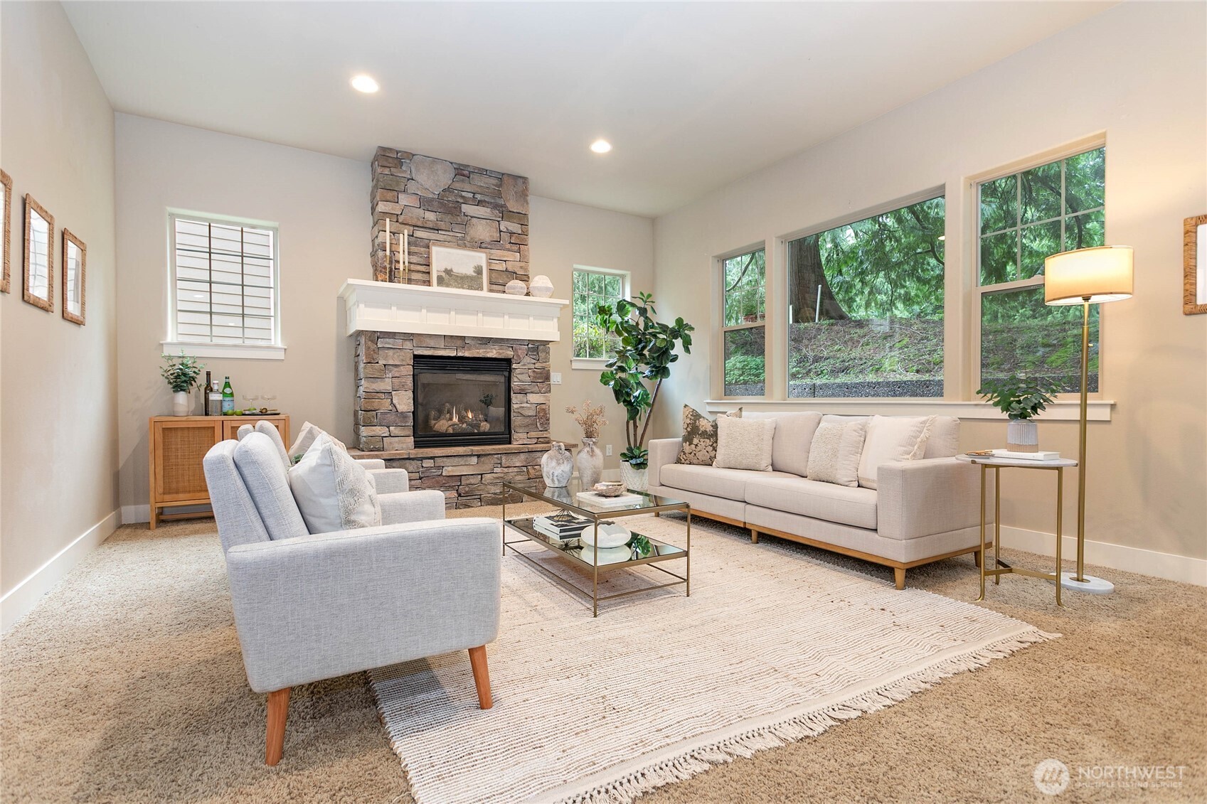 61 Windward Drive Bellingham, WA 98229 - Photo 3 of 36 a living room with furniture and a fireplace