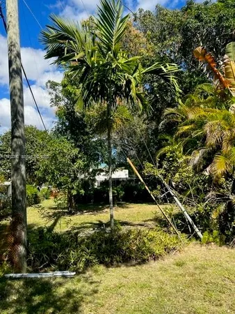a backyard of a house with lots of green space