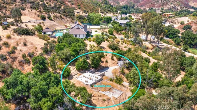 a aerial view of a backyard