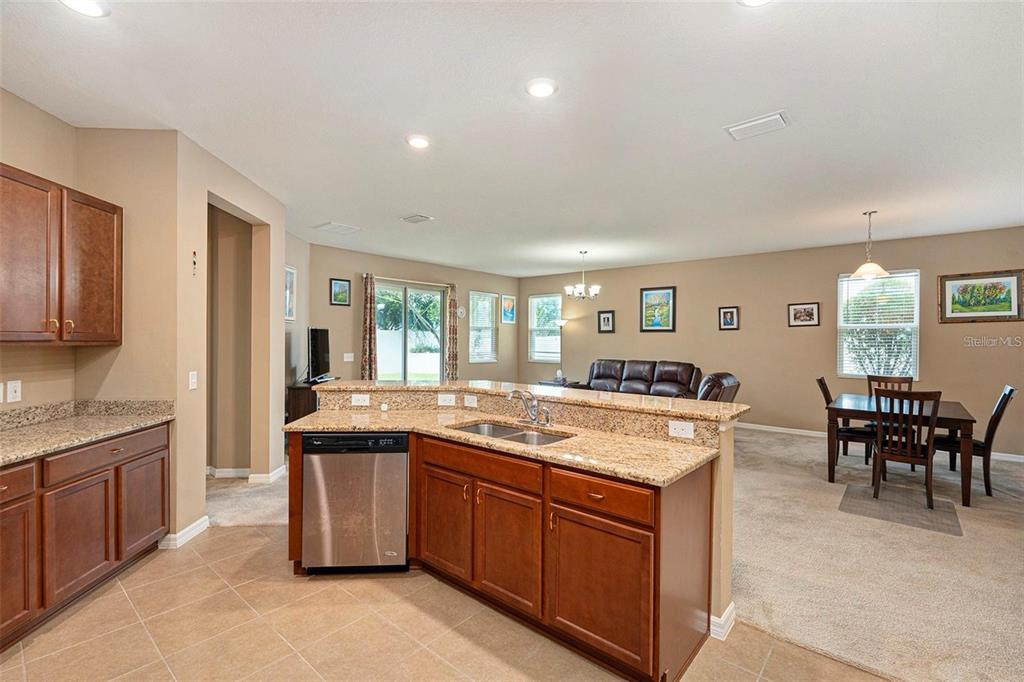 12343 Moss Lake Loop New Port Richey, FL 34655 - Photo 12 of 24 a kitchen with a stove a sink a counter top space and living room view
