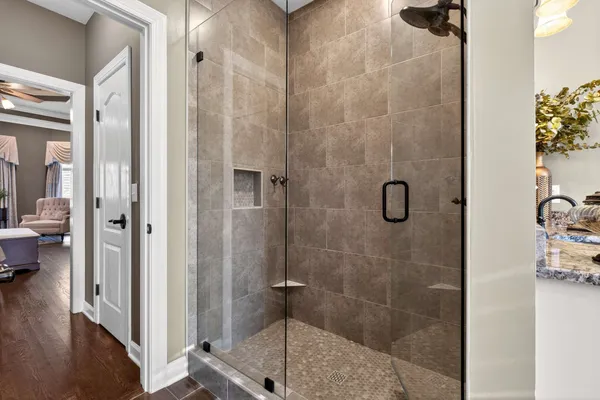 a bathroom with a shower