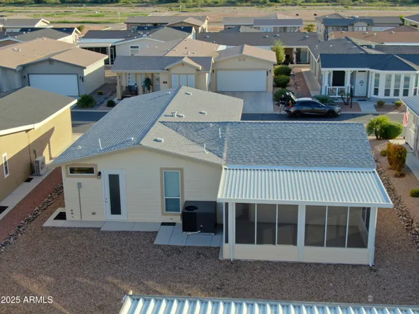 an aerial view of a house