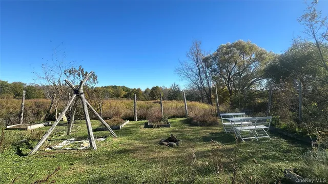 a view of a park with a slide