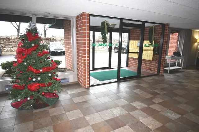 a living room with a large window