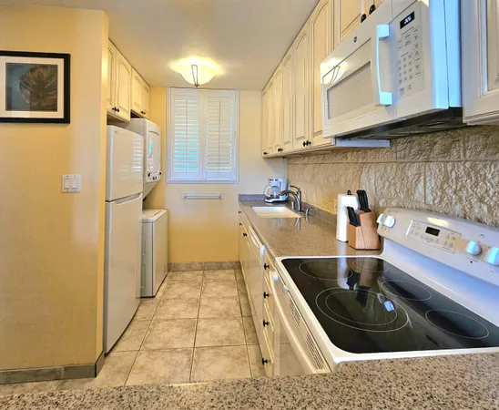 a kitchen with a sink a stove and refrigerator