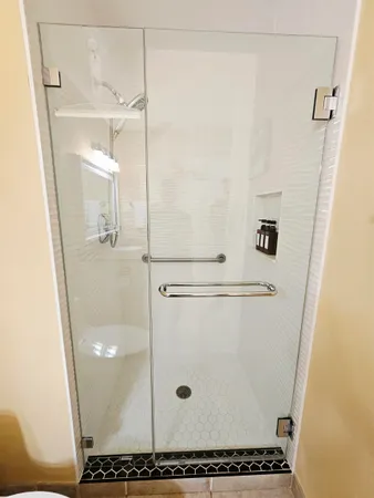 a bathroom with a shower