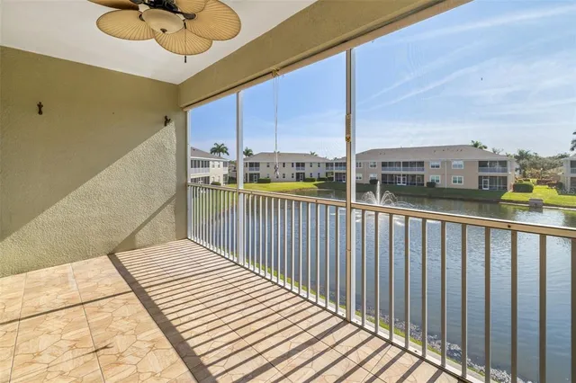 a balcony with a city view