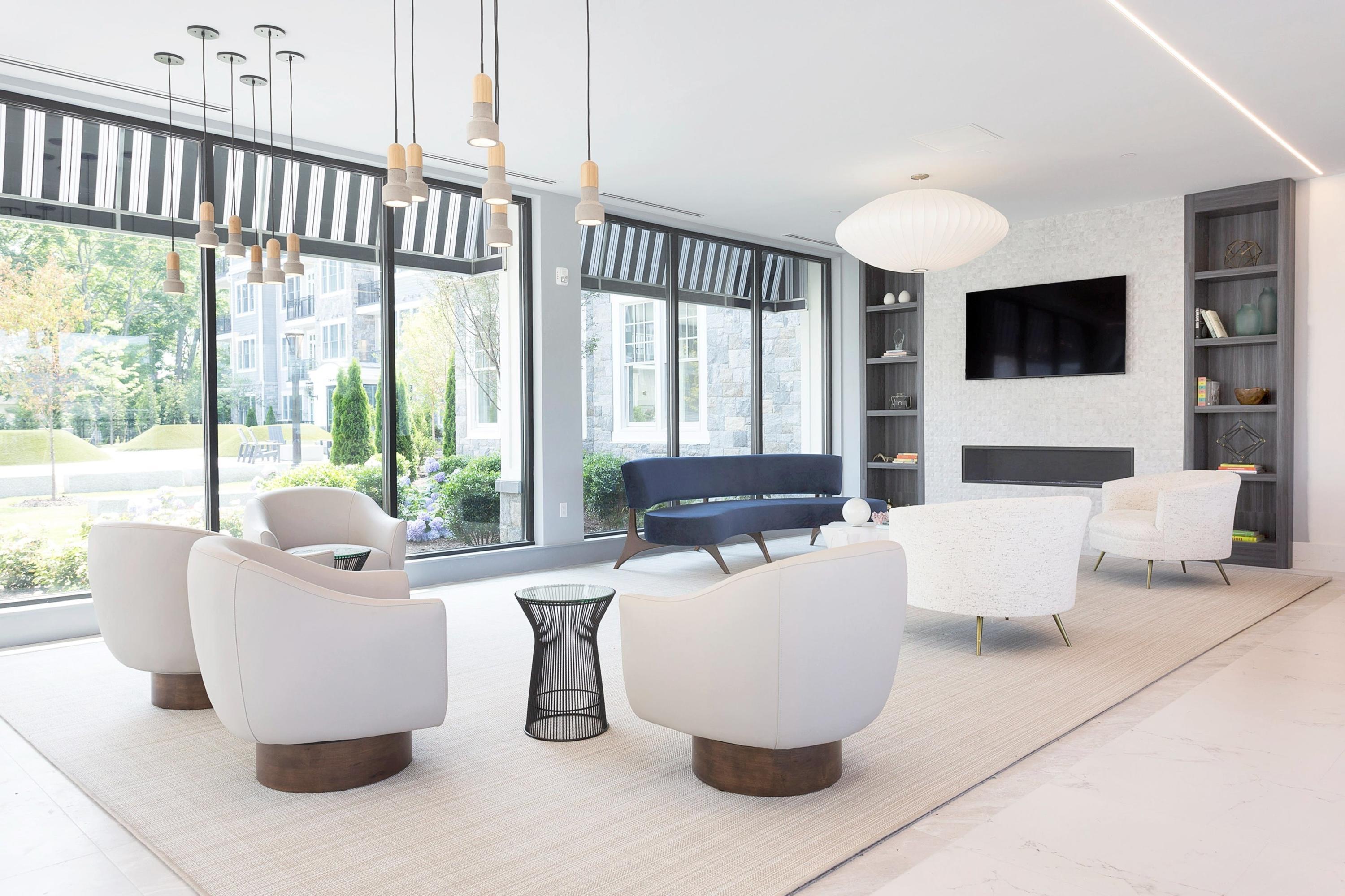 180 Park Street, Unit 204 New Canaan, CT 06840 - Photo 4 of 31 a living room with couches and a flat screen tv