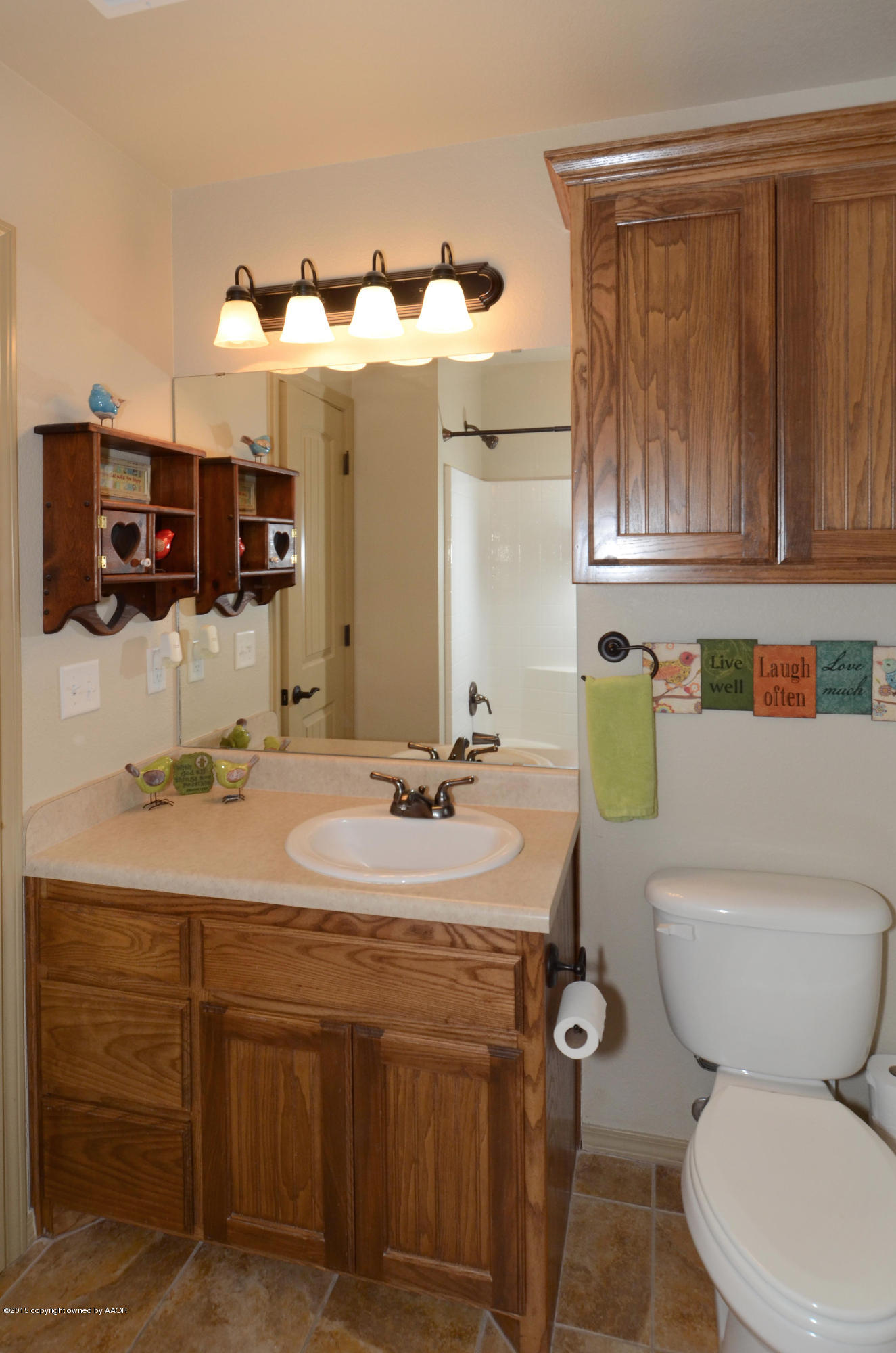 3705 Arden Road Amarillo, TX 79118 - Photo 12 of 20 a bathroom with a sink a toilet and a mirror