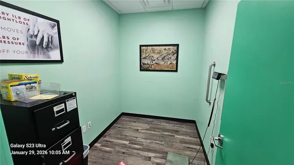 a view of a hallway with elevator