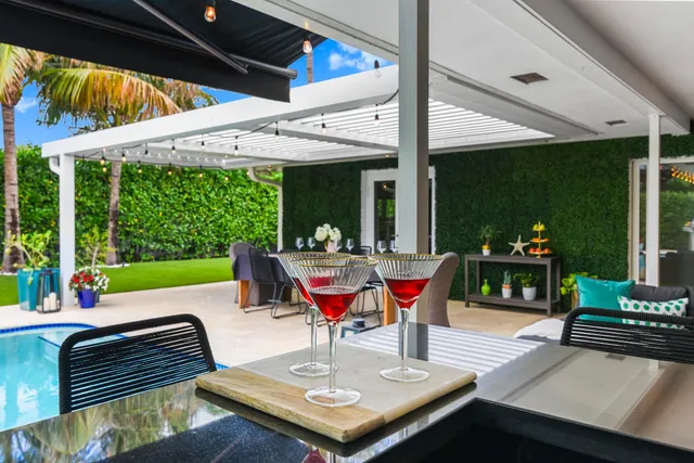 a outdoor space with furniture