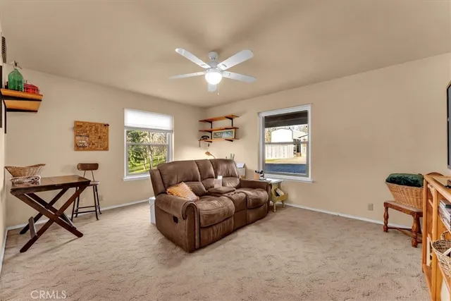 a view of a lake with a city